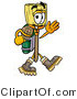 Illustration of a Cartoon Broom Mascot Hiking and Carrying a Backpack by Mascot Junction