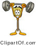 Illustration of a Cartoon Broom Mascot Holding a Heavy Barbell Above His Head by Mascot Junction
