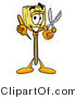 Illustration of a Cartoon Broom Mascot Holding a Pair of Scissors by Mascot Junction