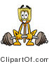Illustration of a Cartoon Broom Mascot Lifting a Heavy Barbell by Mascot Junction