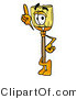 Illustration of a Cartoon Broom Mascot Pointing Upwards by Mascot Junction