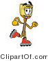 Illustration of a Cartoon Broom Mascot Roller Blading on Inline Skates by Mascot Junction