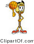 Illustration of a Cartoon Broom Mascot Spinning a Basketball on His Finger by Mascot Junction