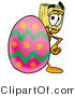 Illustration of a Cartoon Broom Mascot Standing Beside an Easter Egg by Mascot Junction
