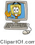 Illustration of a Cartoon Broom Mascot Waving from Inside a Computer Screen by Mascot Junction