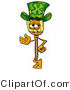 Illustration of a Cartoon Broom Mascot Wearing a Saint Patricks Day Hat with a Clover on It by Mascot Junction