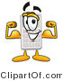 Illustration of a Cartoon Calculator Mascot Flexing His Arm Muscles by Mascot Junction