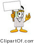 Illustration of a Cartoon Calculator Mascot Holding a Blank Sign by Mascot Junction