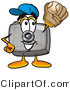 Illustration of a Cartoon Camera Mascot Catching a Baseball with a Glove by Mascot Junction