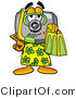 Illustration of a Cartoon Camera Mascot in Green and Yellow Snorkel Gear by Mascot Junction