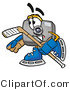 Illustration of a Cartoon Camera Mascot Playing Ice Hockey by Mascot Junction