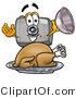 Illustration of a Cartoon Camera Mascot Serving a Thanksgiving Turkey on a Platter by Mascot Junction