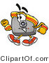 Illustration of a Cartoon Camera Mascot Speed Walking or Jogging by Mascot Junction