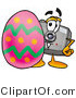 Illustration of a Cartoon Camera Mascot Standing Beside an Easter Egg by Mascot Junction