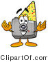 Illustration of a Cartoon Camera Mascot Wearing a Birthday Party Hat by Mascot Junction