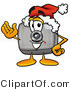 Illustration of a Cartoon Camera Mascot Wearing a Santa Hat and Waving by Mascot Junction