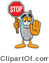 Illustration of a Cartoon Cellphone Mascot Holding a Stop Sign by Mascot Junction