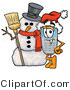 Illustration of a Cartoon Cellphone Mascot with a Snowman on Christmas by Mascot Junction