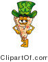 Illustration of a Cartoon Cheese Pizza Mascot Wearing a Saint Patricks Day Hat with a Clover on It by Mascot Junction