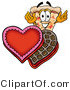 Illustration of a Cartoon Cheese Pizza Mascot with an Open Box of Valentines Day Chocolate Candies by Mascot Junction