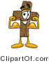 Illustration of a Cartoon Christian Cross Mascot Flexing His Arm Muscles by Mascot Junction