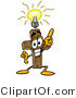 Illustration of a Cartoon Christian Cross Mascot with a Bright Idea by Mascot Junction