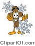 Illustration of a Cartoon Christian Cross Mascot with Three Snowflakes in Winter by Mascot Junction