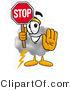 Illustration of a Cartoon Cloud Mascot Holding a Stop Sign by Mascot Junction