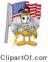 Illustration of a Cartoon Cloud Mascot Pledging Allegiance to an American Flag by Mascot Junction