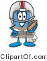 Illustration of a Cartoon Computer Mascot in a Helmet, Holding a Football by Mascot Junction