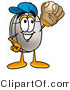Illustration of a Cartoon Computer Mouse Mascot Catching a Baseball with a Glove by Mascot Junction