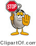 Illustration of a Cartoon Computer Mouse Mascot Holding a Stop Sign by Mascot Junction