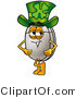 Illustration of a Cartoon Computer Mouse Mascot Wearing a Saint Patricks Day Hat with a Clover on It by Mascot Junction