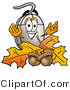 Illustration of a Cartoon Computer Mouse Mascot with Autumn Leaves and Acorns in the Fall by Mascot Junction