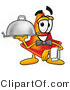 Illustration of a Cartoon Construction Safety Cone Mascot Dressed As a Waiter and Holding a Serving Platter by Toons4Biz