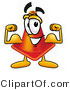 Illustration of a Cartoon Construction Safety Cone Mascot Flexing His Arm Muscles by Mascot Junction