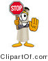 Illustration of a Cartoon Diploma Mascot Holding a Stop Sign by Mascot Junction