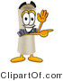 Illustration of a Cartoon Diploma Mascot Waving and Pointing by Mascot Junction