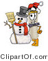 Illustration of a Cartoon Diploma Mascot with a Snowman on Christmas by Mascot Junction