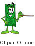 Illustration of a Cartoon Dollar Bill Mascot Holding a Pointer Stick by Mascot Junction