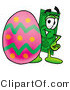 Illustration of a Cartoon Dollar Bill Mascot Standing Beside an Easter Egg by Mascot Junction