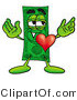 Illustration of a Cartoon Dollar Bill Mascot with His Heart Beating out of His Chest by Mascot Junction