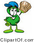 Illustration of a Cartoon Dollar Sign Mascot Catching a Baseball with a Glove by Mascot Junction