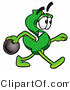 Illustration of a Cartoon Dollar Sign Mascot Holding a Bowling Ball by Mascot Junction