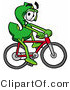 Illustration of a Cartoon Dollar Sign Mascot Riding a Bicycle by Mascot Junction