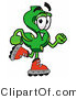 Illustration of a Cartoon Dollar Sign Mascot Roller Blading on Inline Skates by Mascot Junction