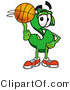 Illustration of a Cartoon Dollar Sign Mascot Spinning a Basketball on His Finger by Mascot Junction