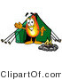 Illustration of a Cartoon Fire Droplet Mascot Camping with a Tent and Fire by Mascot Junction