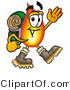 Illustration of a Cartoon Fire Droplet Mascot Hiking and Carrying a Backpack by Mascot Junction