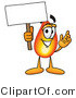 Illustration of a Cartoon Fire Droplet Mascot Holding a Blank Sign by Mascot Junction